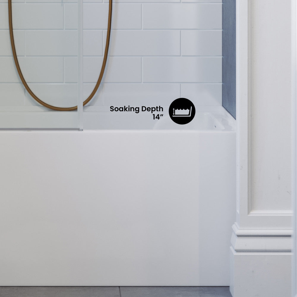 Voltaire 48 x 32 Skirted Right Drain Soaking Apron Bathtub in Glossy White with Integrated Overflow, Drain Included