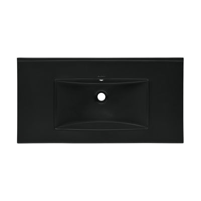 36" Zero Hole Vanity Sink Top in Matte Black