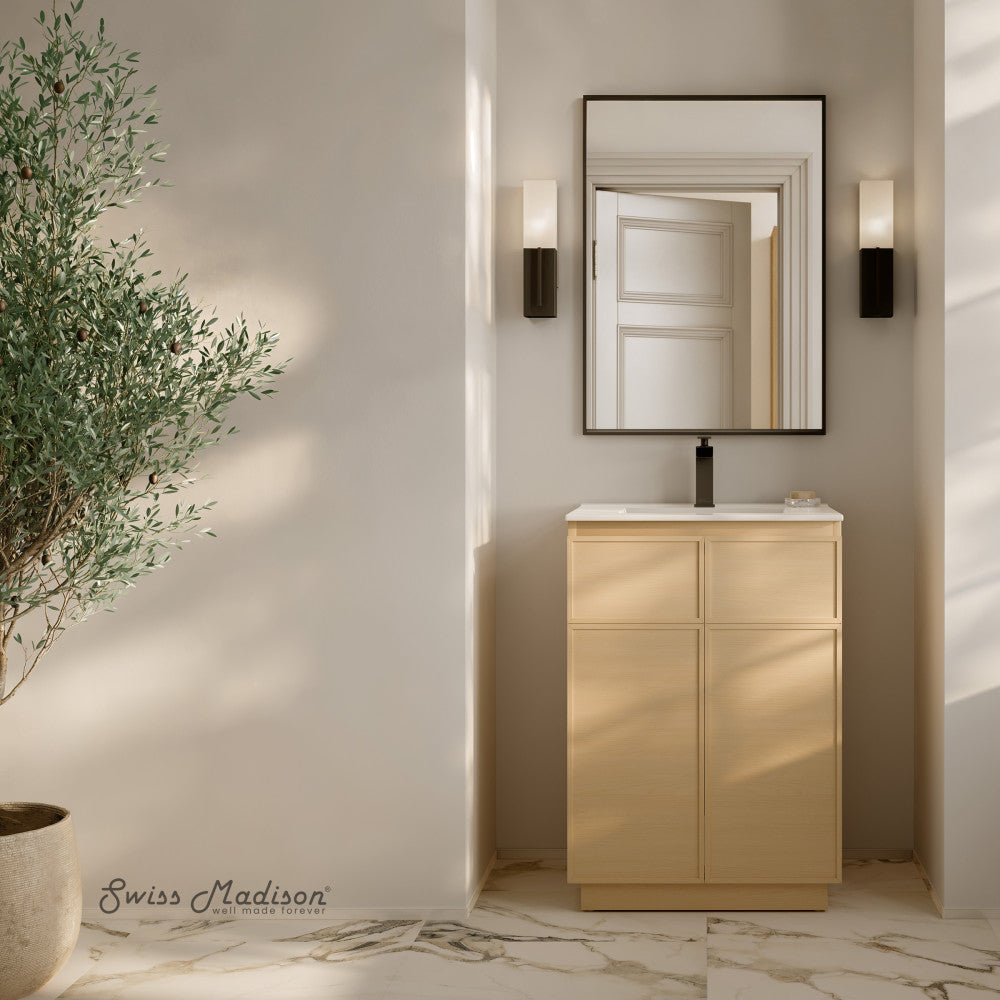 St. Tropez 24" Freestanding Bathroom Vanity in Natural Oak with Sink Top