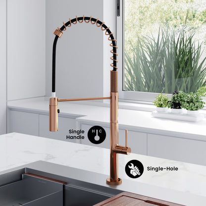 Chalet Single Handle, Pull-Down Kitchen Faucet in Rose Gold