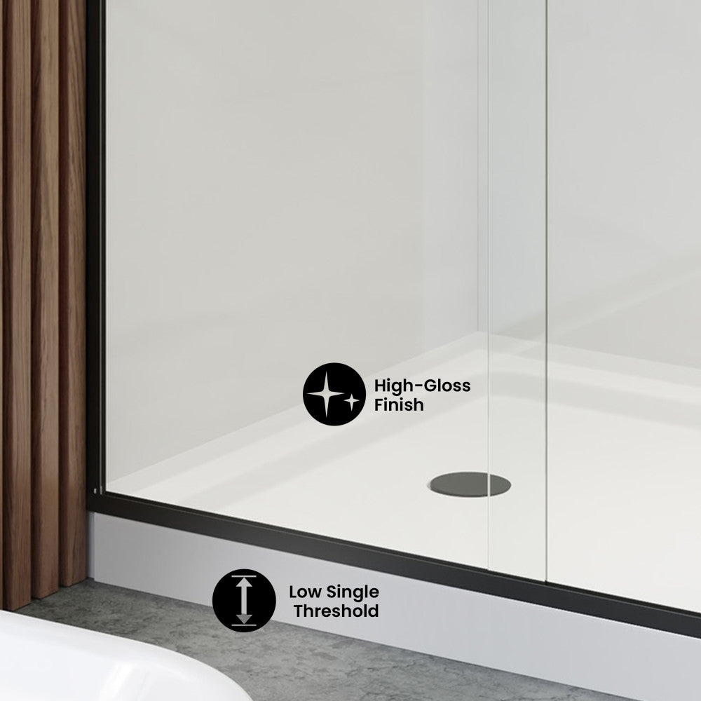 Carre 48" x 36" Acrylic White, Single-Threshold, Left Drain, Shower Base