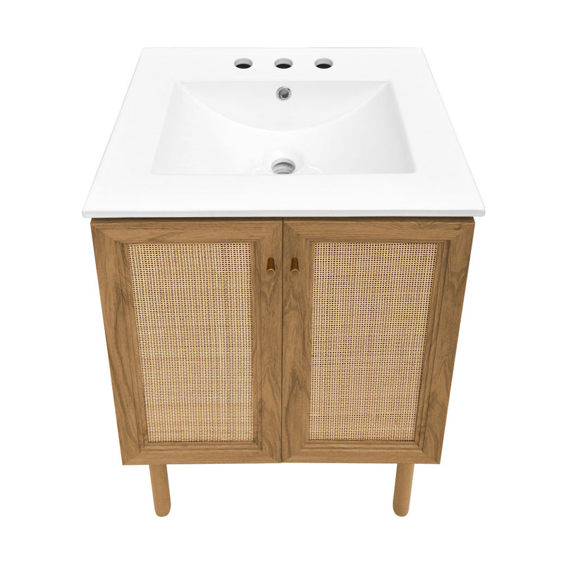 Classe 24" Freestanding Bathroom Vanity in Golden Oak with 3-Hole Centerset Sink Top