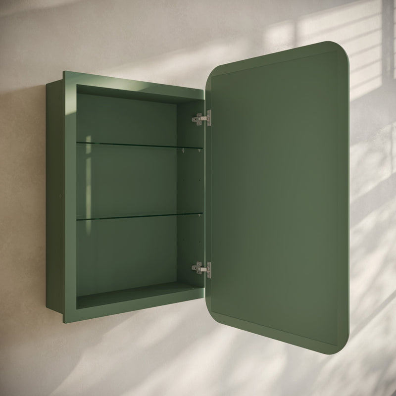 Plaisir 18 x 27 Recessed/Wall Mount Medicine Cabinet with Mirror in Green