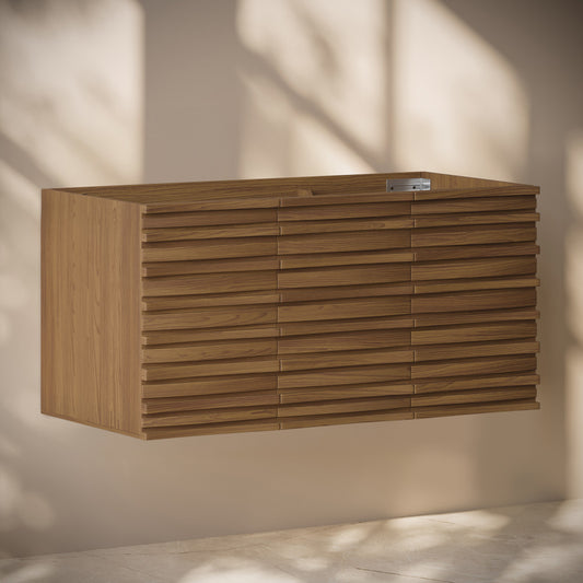 Cascade 48" Wall-Mounted Bathroom Vanity Cabinet without Top in Brown Oak
