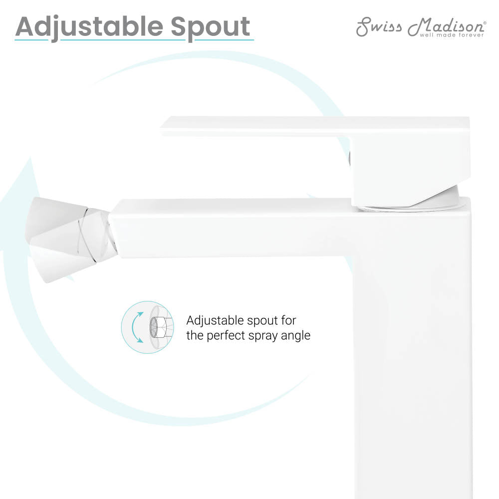 Single-handle bidet faucet in matte white, adjustable spout for precise spray angle.