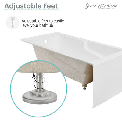 Voltaire 60 x 32 Left Hand Drain Drain Alcove Tub with Corner Apron