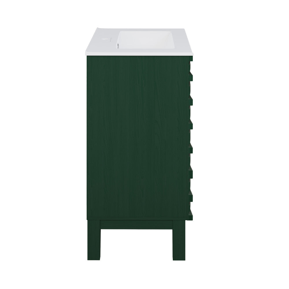 Cascade 24" Freestanding Bathroom Vanity in Green Oak with Sink Top