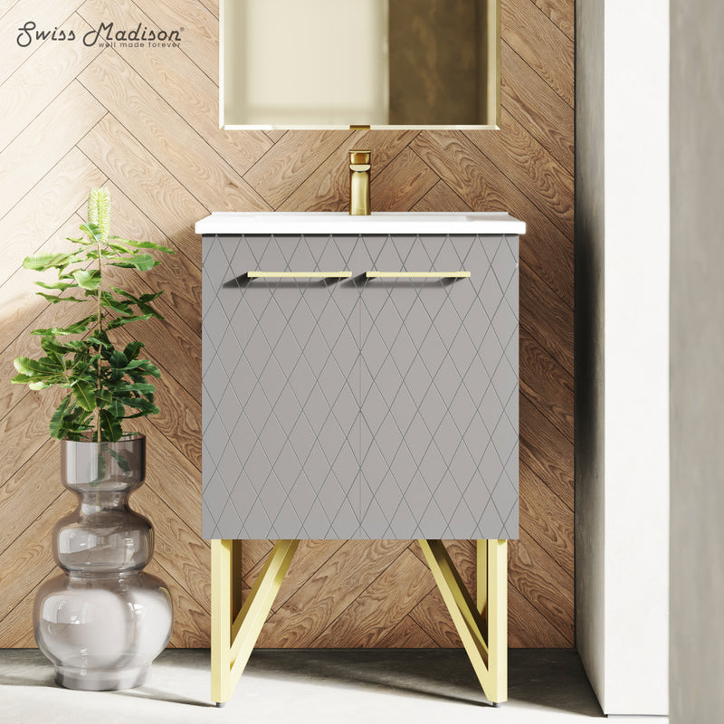 Annecy 24" Freestanding Bathroom Vanity in Diamond Gray with Sink Top