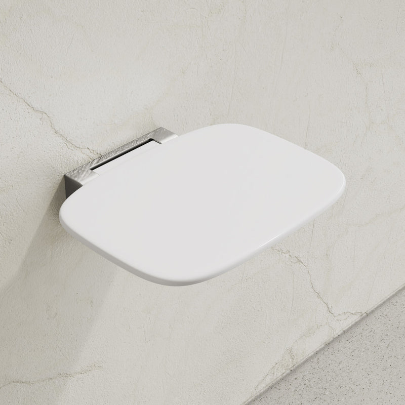 Auvergne 14" x 11" Folding Wall-Mounted Shower Seat in Glossy White