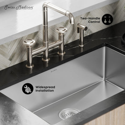 Avallon Pro Widespread Kitchen Faucet with Side Sprayer in Brushed Nickel