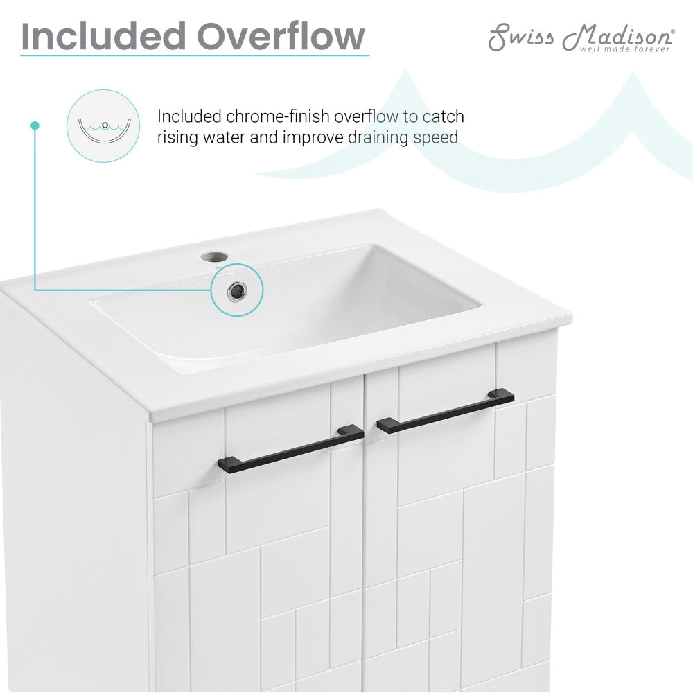 Annecy 24" Freestanding Bathroom Vanity in Mondrian White with Sink Top