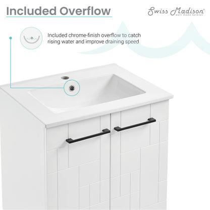 Annecy 24" Freestanding Bathroom Vanity in Mondrian White with Sink Top