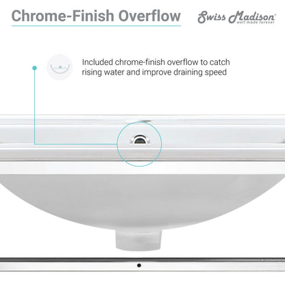 24-inch wall-mounted bathroom vanity with open chrome frame shelf and white sink top.
