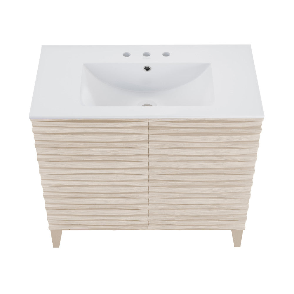 Cascade 30" Freestanding Bathroom Vanity in White Oak with 3-Hole Widespread Sink Top