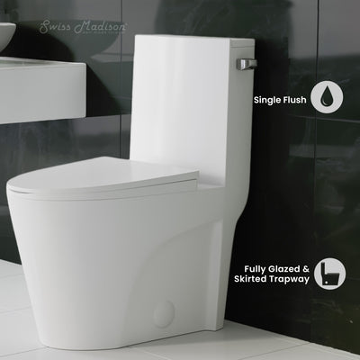 St. Tropez One-Piece 10" Rough-in 1.28 GPF Right-Hand Vortex Flush Elongated Toilet in Glossy White