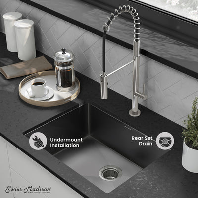 Rivage 23 x 18 Stainless Steel, Single Basin, Undermount Kitchen Sink, Black