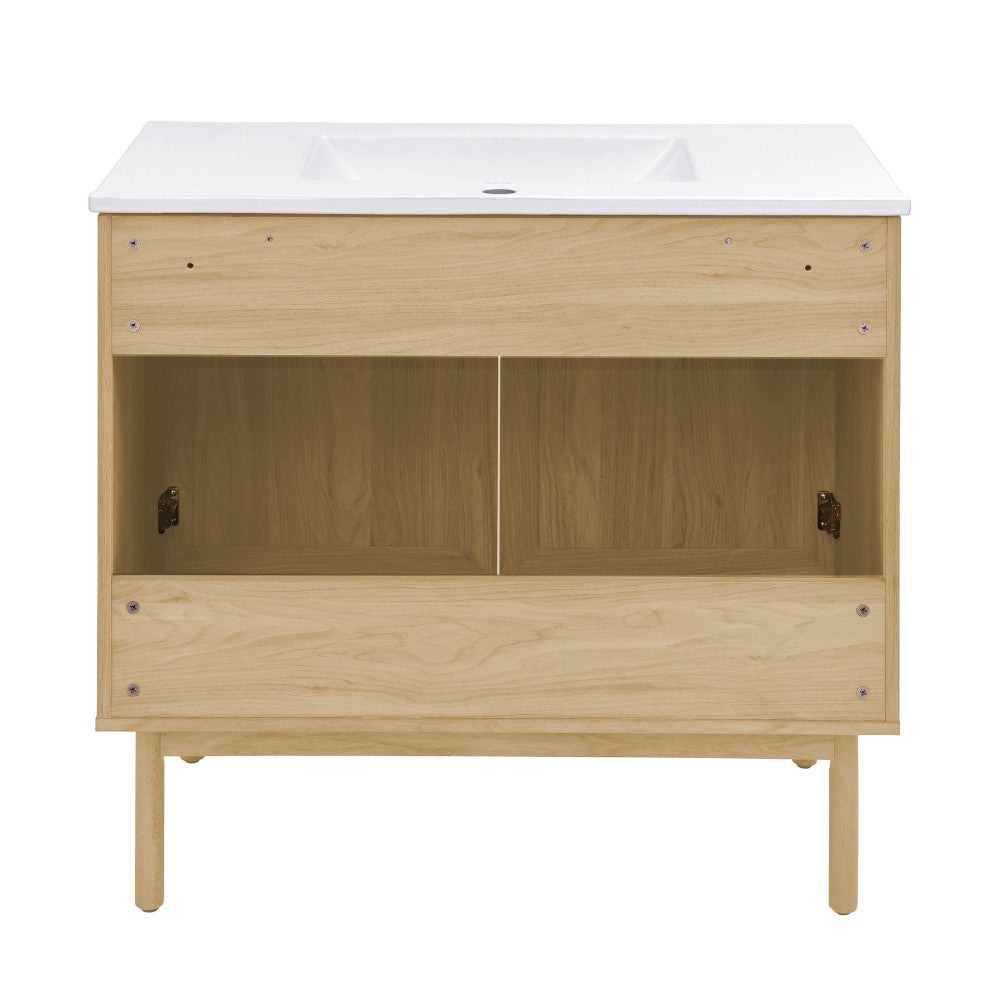 Classe 36" Freestanding Bathroom Vanity in Natural Oak with Sink Top