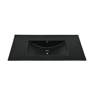 36" Zero Hole Vanity Sink Top in Glossy Black