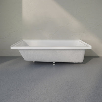 Voltaire 72 x 36 Right Drain Soaking Alcove Bathtub in Glossy White with Integrated Armrest