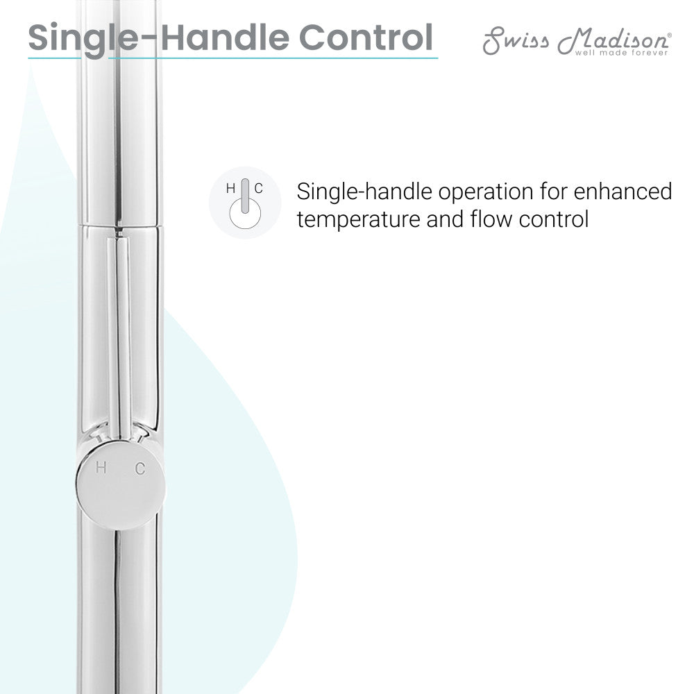 Single handle kitchen faucet in chrome, pull-down sprayer, sleek cylindrical design.