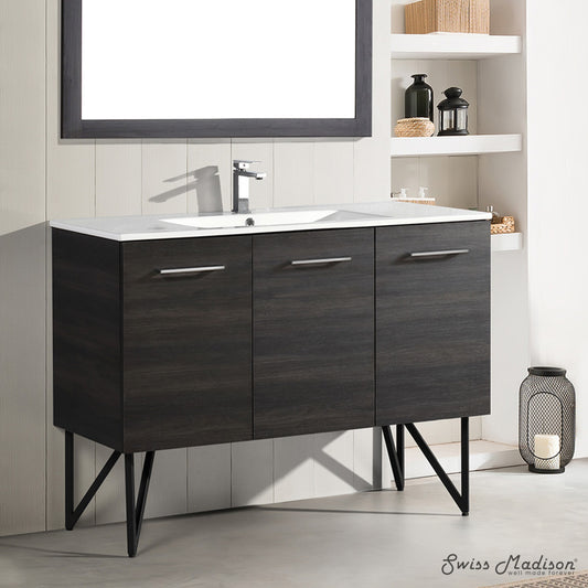 Annecy 48" Freestanding Bathroom Vanity in Black Walnut with Sink Top