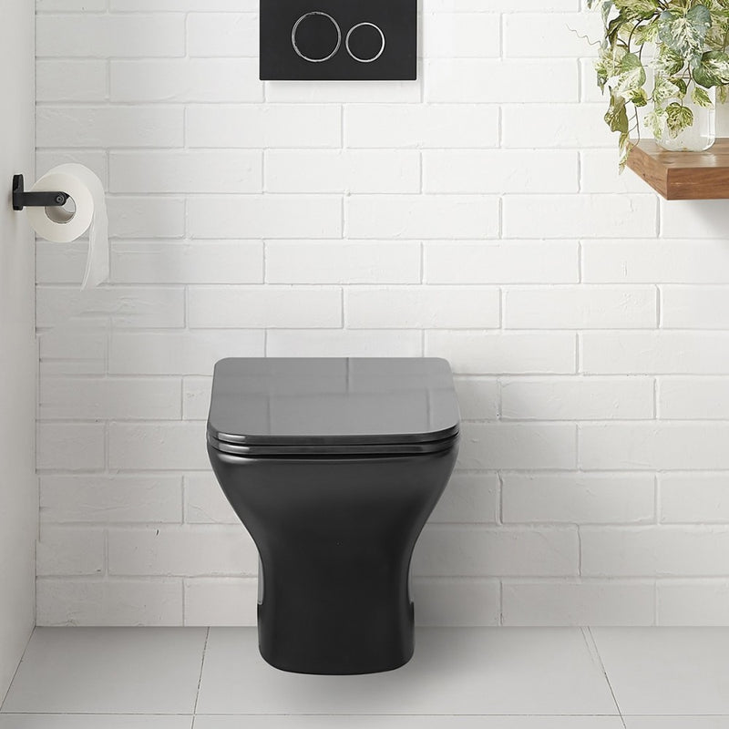 Carre Wall-Hung Elongated Toilet Bowl in Matte Black