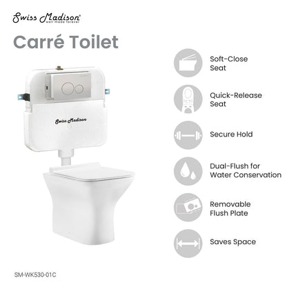 Carre Back to Wall Toilet Bowl Bundle in Glossy White