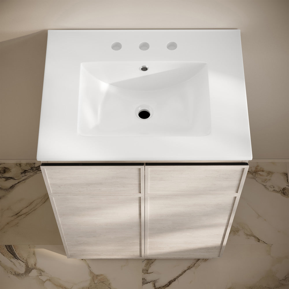 St. Tropez 24" Freestanding Bathroom Vanity in White Oak with 3-Hole Widespread Sink Top