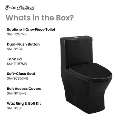 Sublime II One-Piece 12" Rough-in 1.1/1.6 GPF Dual Top Flush Round Compact Toilet in Matte Black