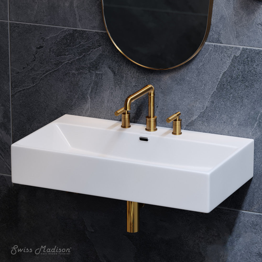 Claire 30" Rectangle Wall-Mount Bathroom Sink with 8" Widespread Holes