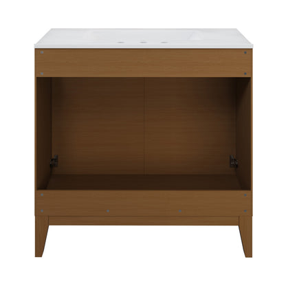 Cascade 30" Freestanding Bathroom Vanity in Brown Oak with 3-Hole Widespread Sink Top