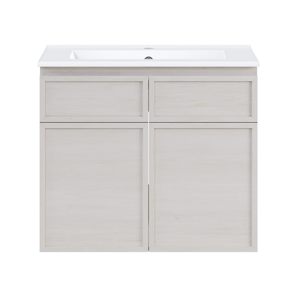 St. Tropez 24" Wall-Mounted Bathroom Vanity in White Oak with Sink Top