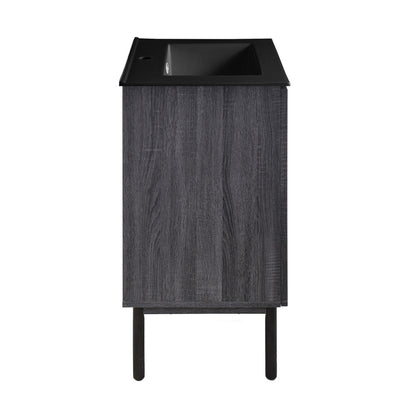 Classe 24" Freestanding Bathroom Vanity in Black Oak with Black Sink Top