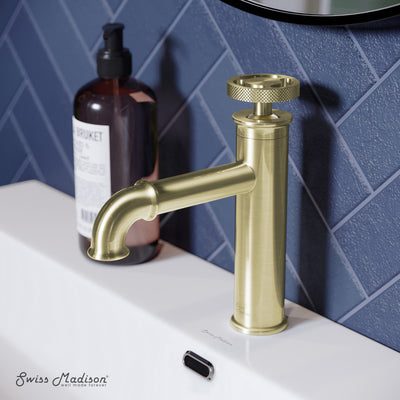 Avallon Single Hole, Single-Handle Wheel, Bathroom Faucet in Brushed Gold