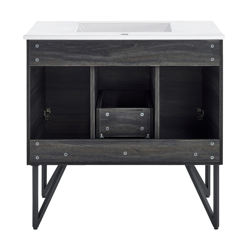 Annecy 36" Freestanding Bathroom Vanity in Black Walnut with Sink Top