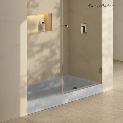 Voltaire 60 x 30 Shower Pan Base with Right Drain in Glossy Gray