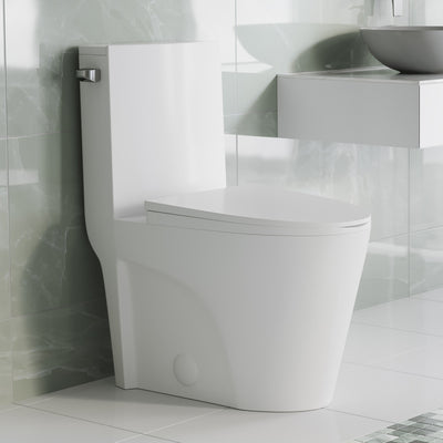 St. Tropez One-Piece 10" Rough-in 1.28 GPF Left Flush Elongated Toilet in Glossy White (6 - Pack)