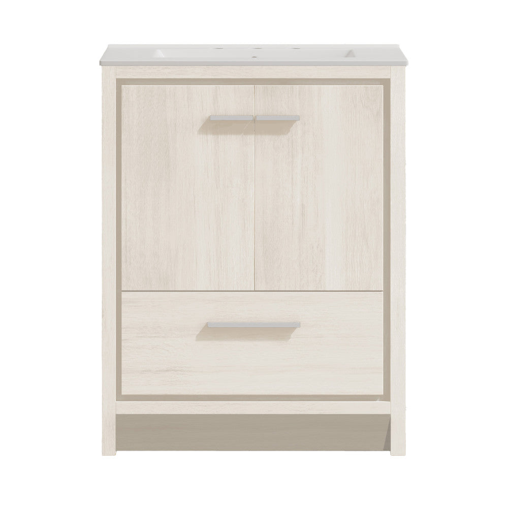 Virage 30" Freestanding Bathroom Vanity in White Oak with Widespread Sink Top