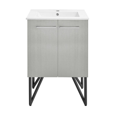 Annecy 24" Freestanding Bathroom Vanity in Gray with Sink Top