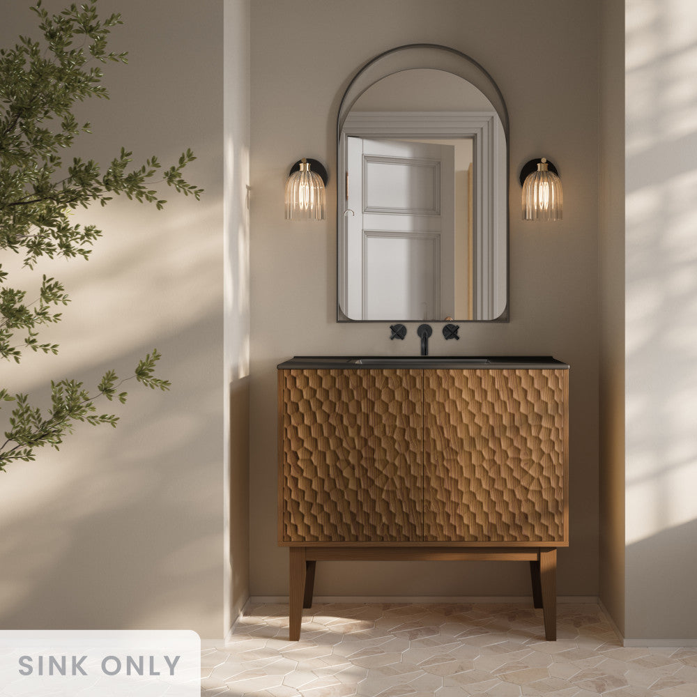 30" Zero Hole Vanity Sink Top in Glossy Black