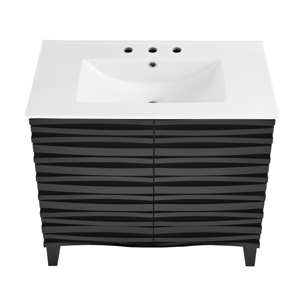 Cascade 30" Freestanding Bathroom Vanity in Black Oak with 3-Hole Widespread Sink Top