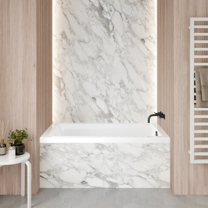 Voltaire 54 x 30 Right Drain Soaking Alcove Bathtub in Glossy White