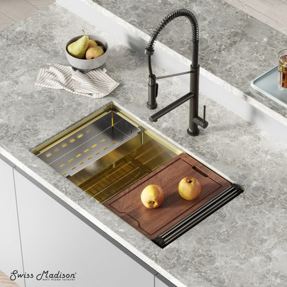 Tourner 32" 18 Gauge Stainless Steel Undermount Kitchen Sink in Polished Gold