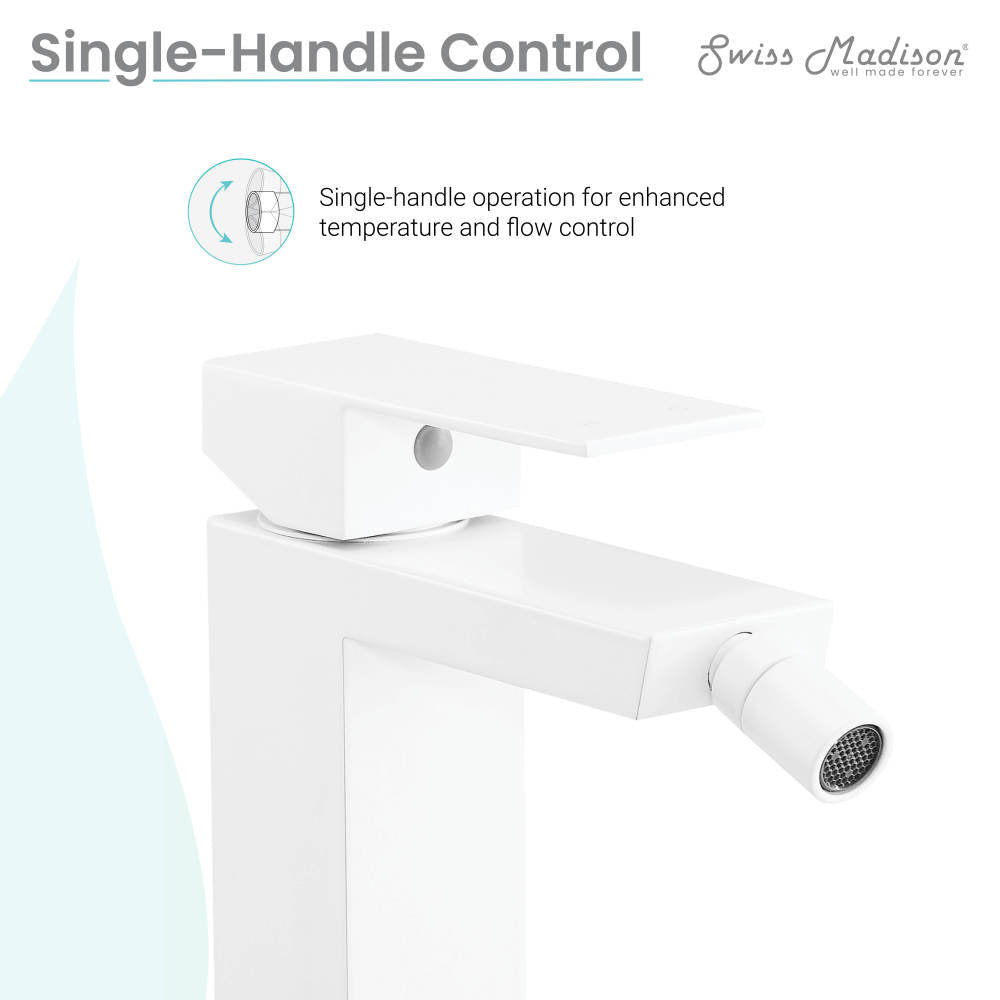 Single-handle bidet faucet in matte white, sleek modern design.