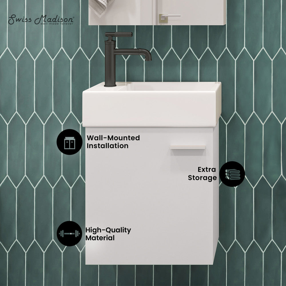 Colmer 18" Wall-Mounted Bathroom Vanity in White with Sink Top