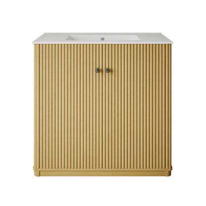 Lafayette 36" Freestanding Bathroom Vanity in Natural Oak with Sink Top