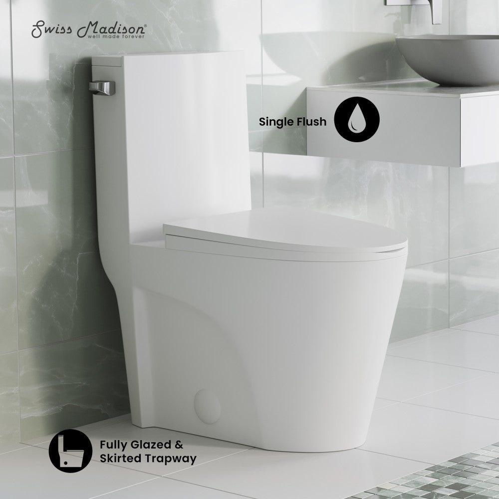 St. Tropez One-Piece 10" Rough-in 1.28 GPF Left-Hand Vortex Flush Elongated Toilet in Matte White