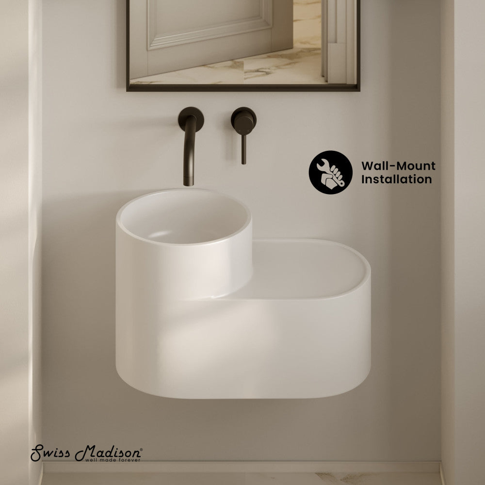 Monaco 20" Solid Surface Oval Wall-Mounted Sink In Matte White