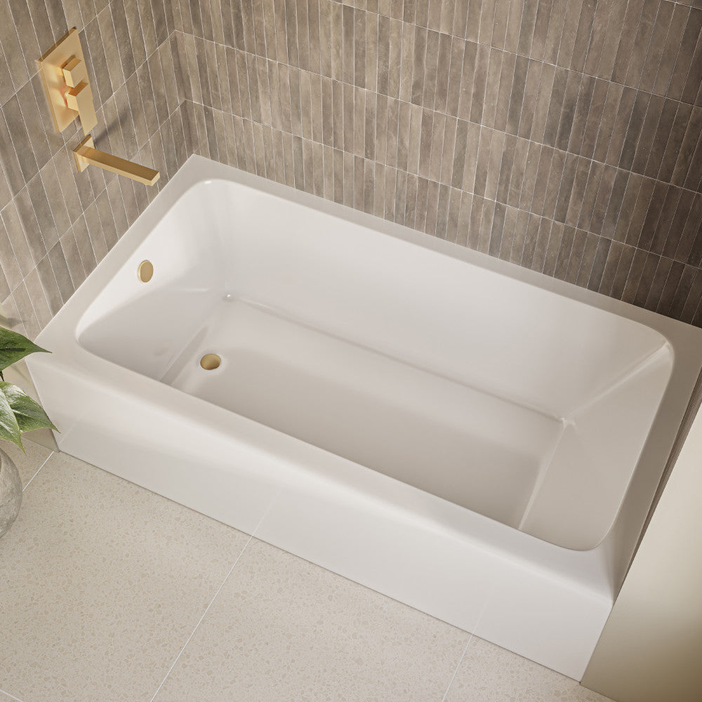 Voltaire 60 x 32 x 18 Skirted Left Drain Soaking Apron Bathtub in Glossy White