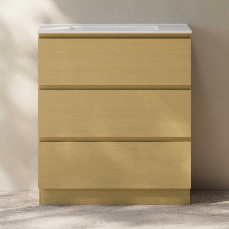 Liberte 30" Freestanding Bathroom Vanity in Natural Oak with Sink Top